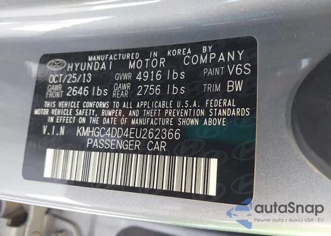 2014 Hyundai Genesis 3.8 из США, поврежденный, VIN KMHGC4DD4EU262366